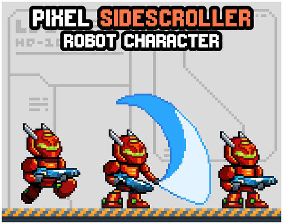 Pixel Sidescroller Robot Character